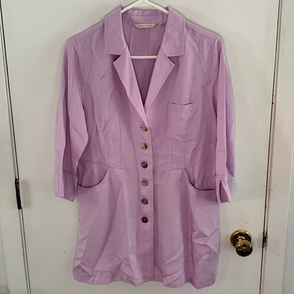 Soft Surroundings lavender button front shirt dress with 3/4 sleeves Size M - Picture 1 of 10
